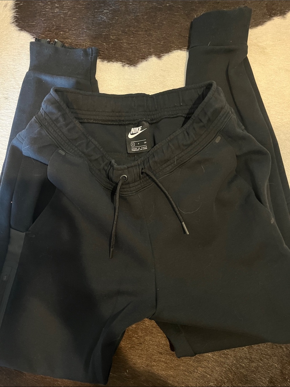 Nike Black Athletic Drawstring Joggers zipper sides